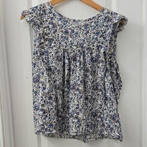 Floral Blue and White Women's Top